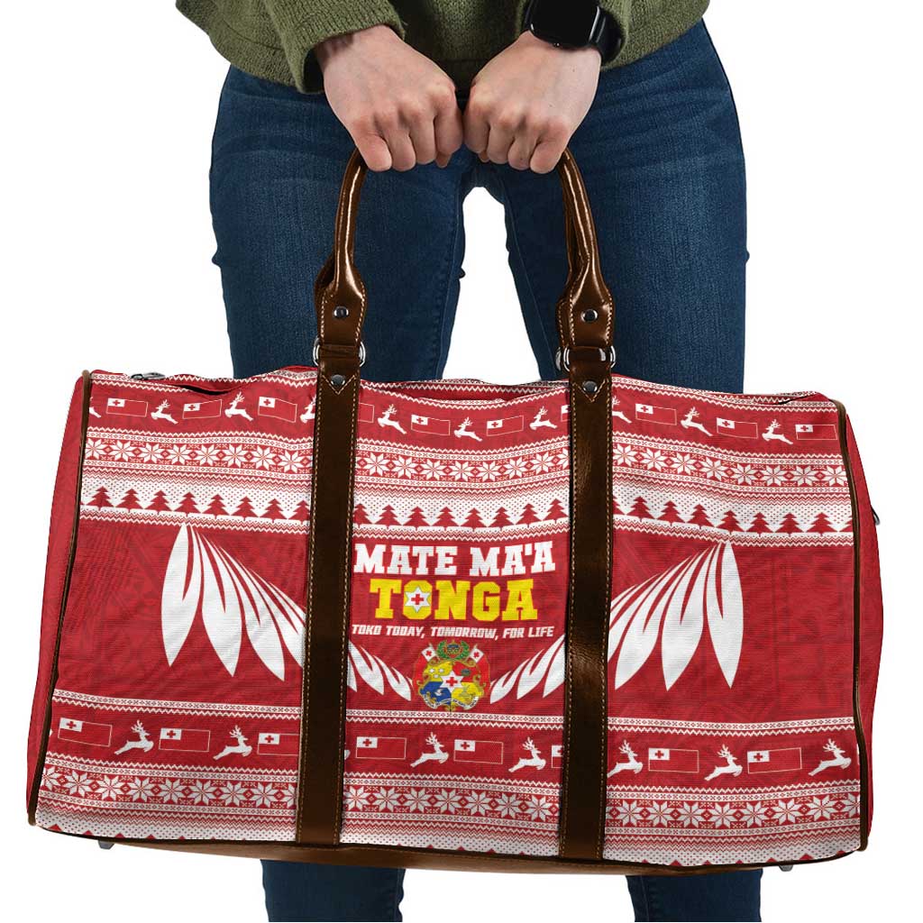 Tonga Rugby Christmas Travel Bag Mate Maa Tonga Ngatu Pattern LT14 Red - Polynesian Pride
