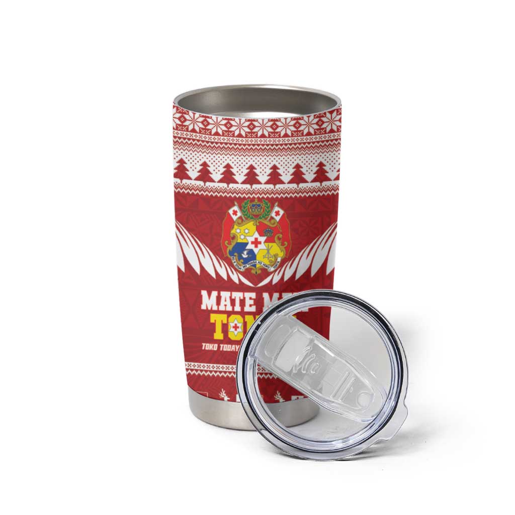 Personalised Tonga Rugby Christmas Tumbler Cup Mate Maa Tonga Ngatu Pattern LT14 - Polynesian Pride