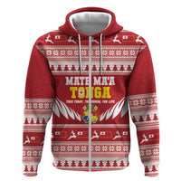 Personalised Tonga Rugby Christmas Zip Hoodie Mate Maa Tonga Ngatu Pattern LT14 Zip Hoodie Red - Polynesian Pride