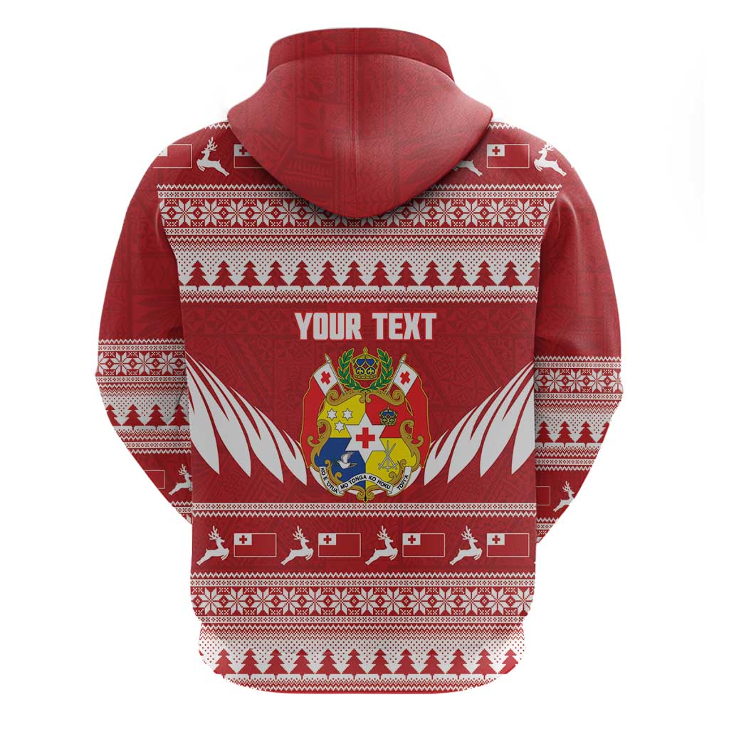 Personalised Tonga Rugby Christmas Zip Hoodie Mate Maa Tonga Ngatu Pattern LT14 - Polynesian Pride