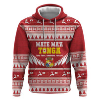 Personalised Tonga Rugby Christmas Zip Hoodie Mate Maa Tonga Ngatu Pattern LT14 Pullover Hoodie Red - Polynesian Pride