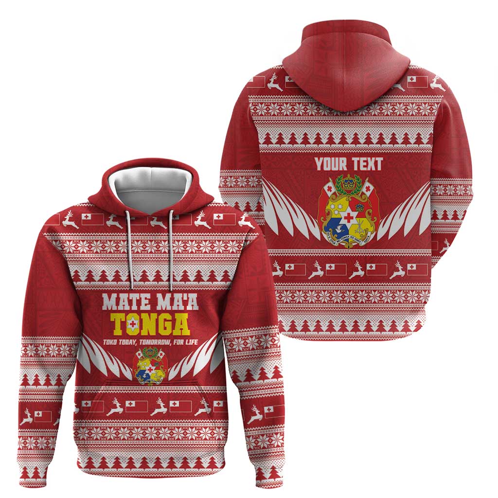 Personalised Tonga Rugby Christmas Zip Hoodie Mate Maa Tonga Ngatu Pattern LT14 - Polynesian Pride