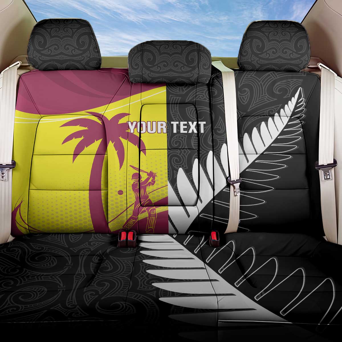 New Zealand and West Indies Cricket Custom Back Car Seat Cover Black Cap Windies Together LT14 One Size Black - Polynesian Pride
