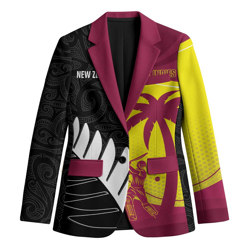 New Zealand and West Indies Cricket Custom Blazer Black Cap Windies Together LT14 Unisex Black - Polynesian Pride