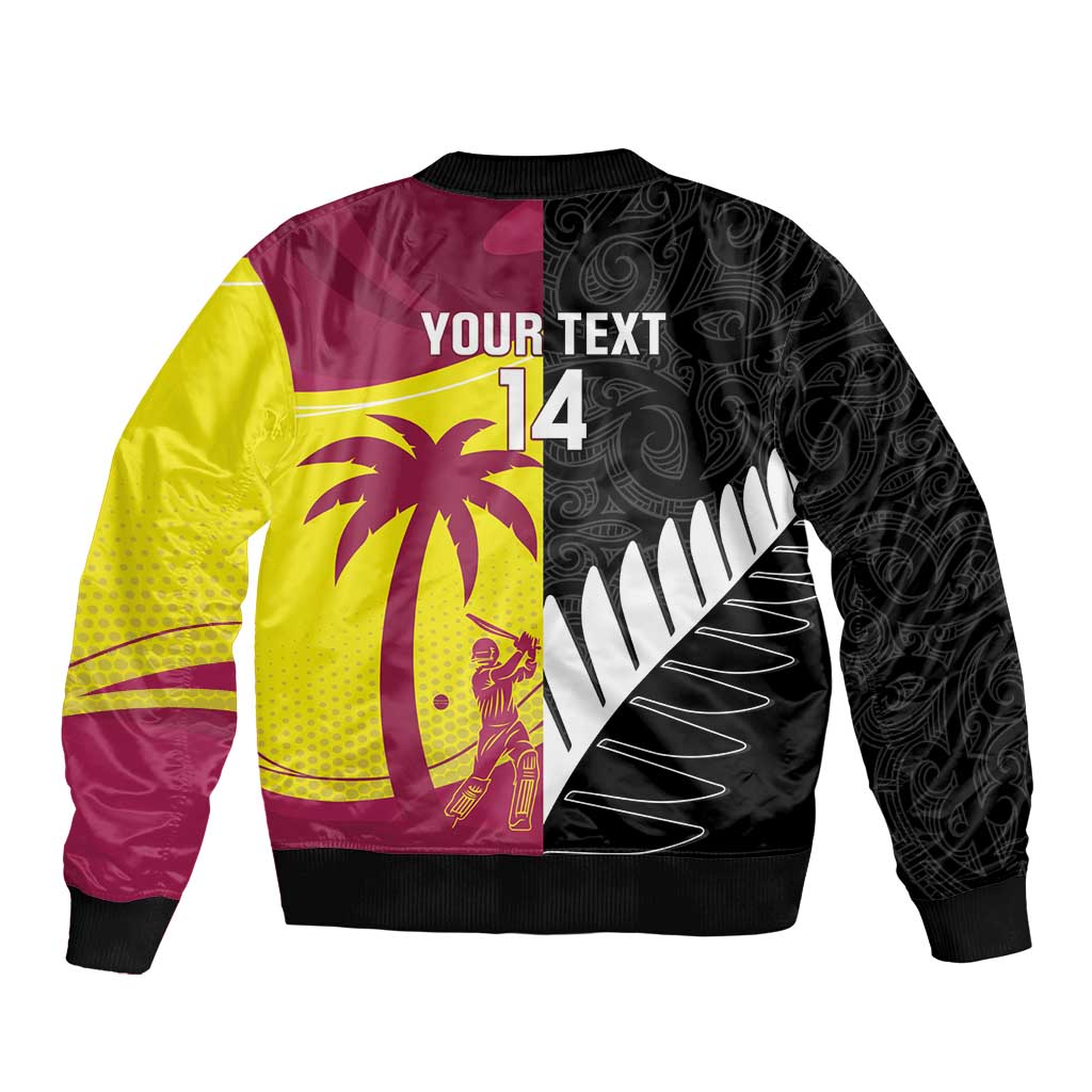 New Zealand and West Indies Cricket Custom Bomber Jacket Black Cap Windies Together LT14 - Polynesian Pride