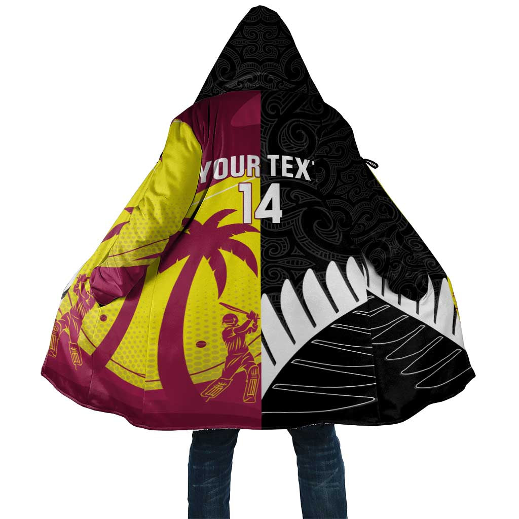 New Zealand and West Indies Cricket Custom Cloak Black Cap Windies Together LT14 Unisex Black - Polynesian Pride