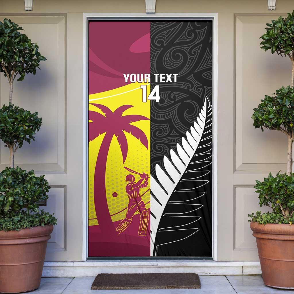 New Zealand and West Indies Cricket Custom Door Cover Black Cap Windies Together LT14 Black - Polynesian Pride