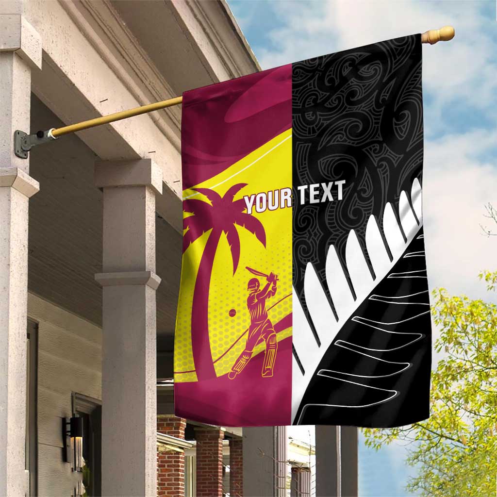 New Zealand and West Indies Cricket Custom Garden Flag Black Cap Windies Together LT14 House Flag Black - Polynesian Pride