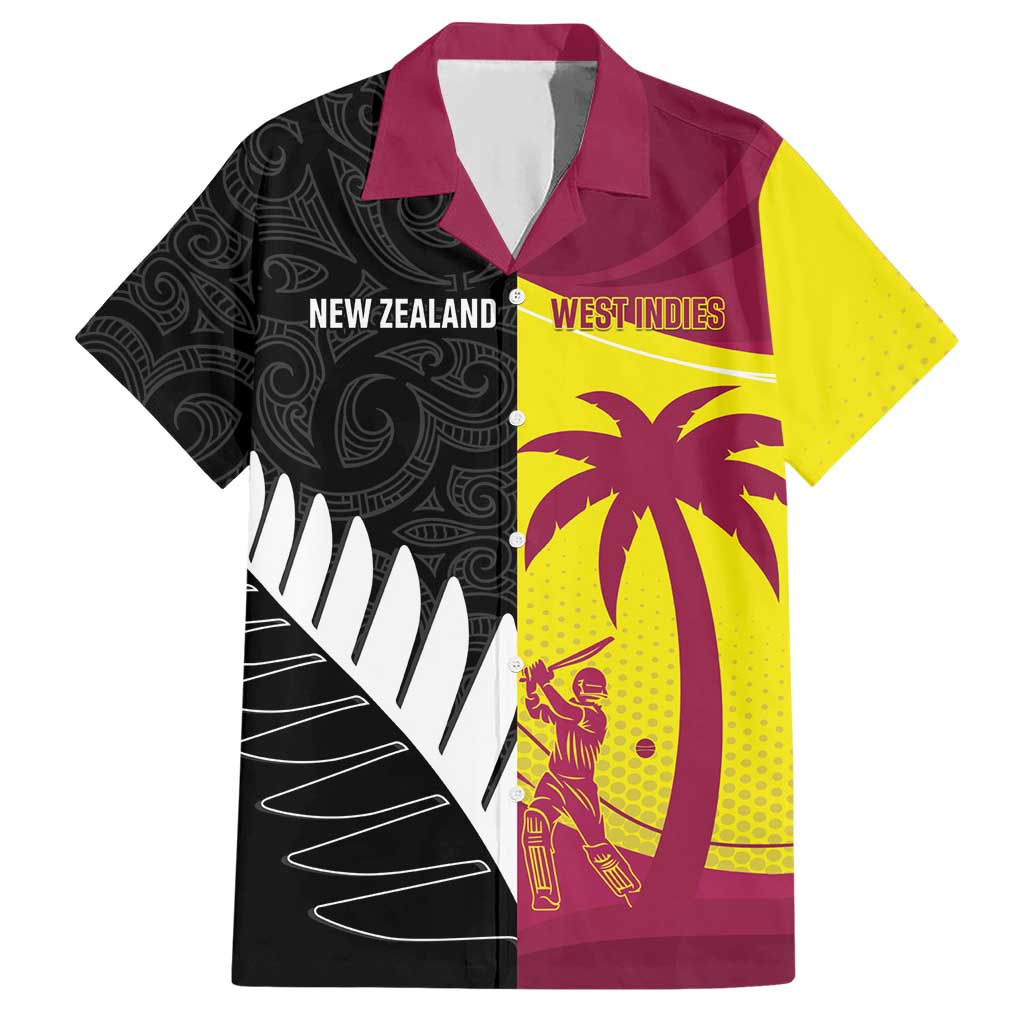 New Zealand and West Indies Cricket Custom Hawaiian Shirt Black Cap Windies Together LT14 Black - Polynesian Pride
