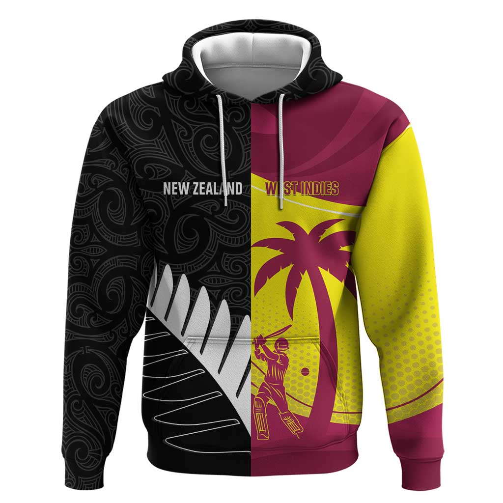 New Zealand and West Indies Cricket Custom Hoodie Black Cap Windies Together LT14 Pullover Hoodie Black - Polynesian Pride