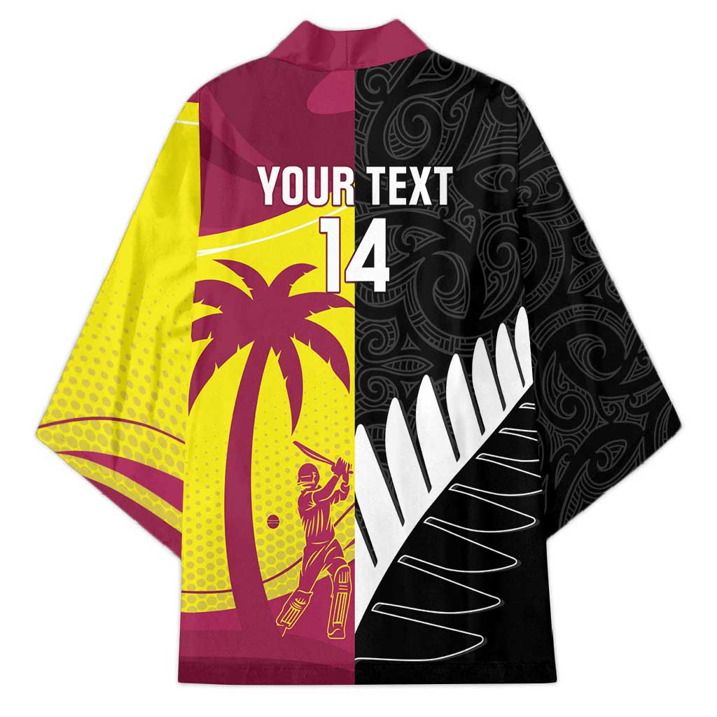 New Zealand and West Indies Cricket Custom Kimono Black Cap Windies Together LT14 - Polynesian Pride