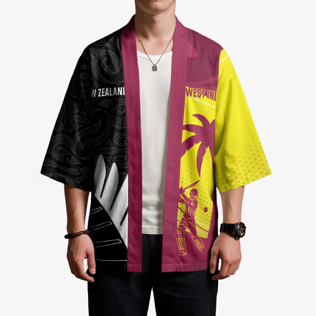 New Zealand and West Indies Cricket Custom Kimono Black Cap Windies Together LT14 - Polynesian Pride
