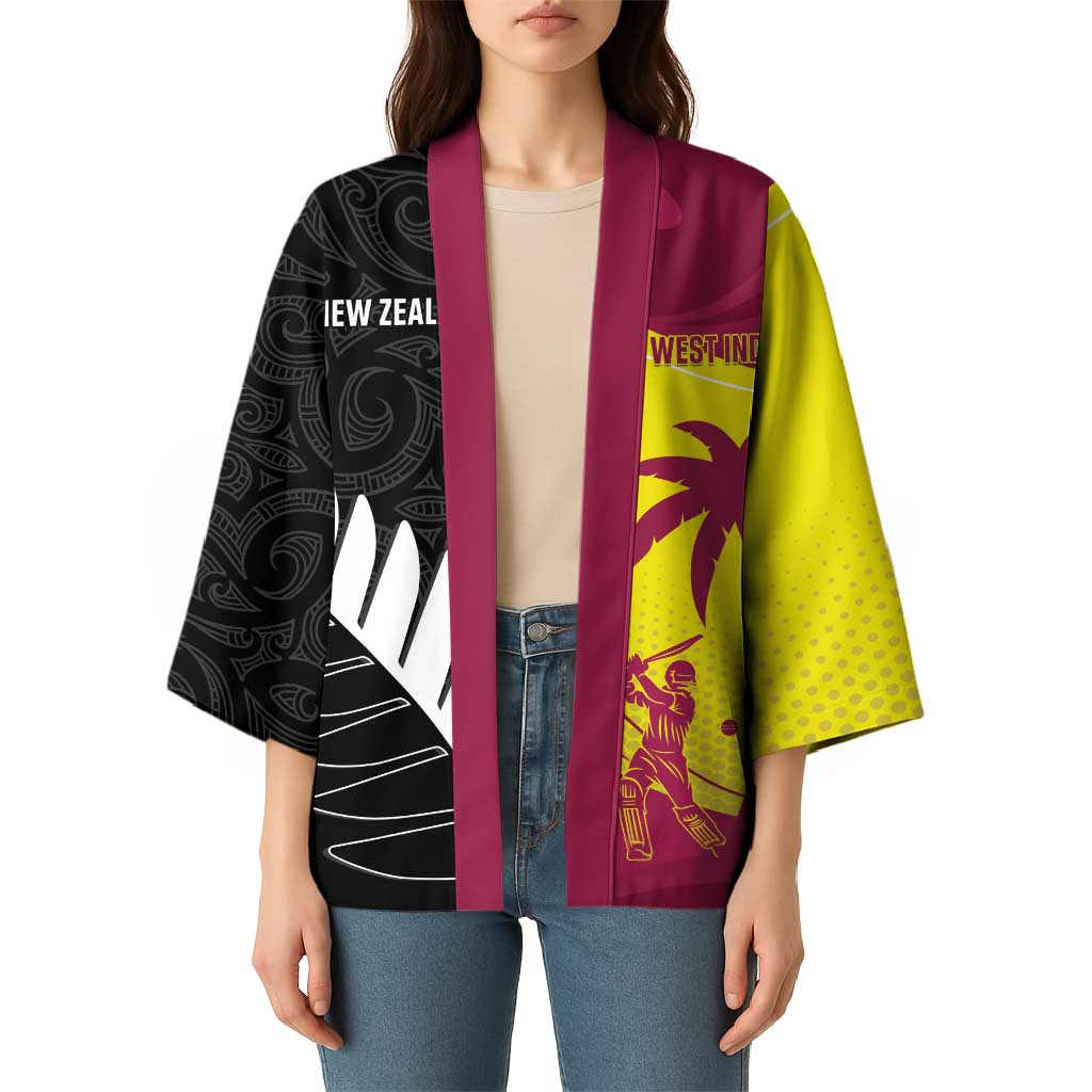 New Zealand and West Indies Cricket Custom Kimono Black Cap Windies Together LT14 - Polynesian Pride