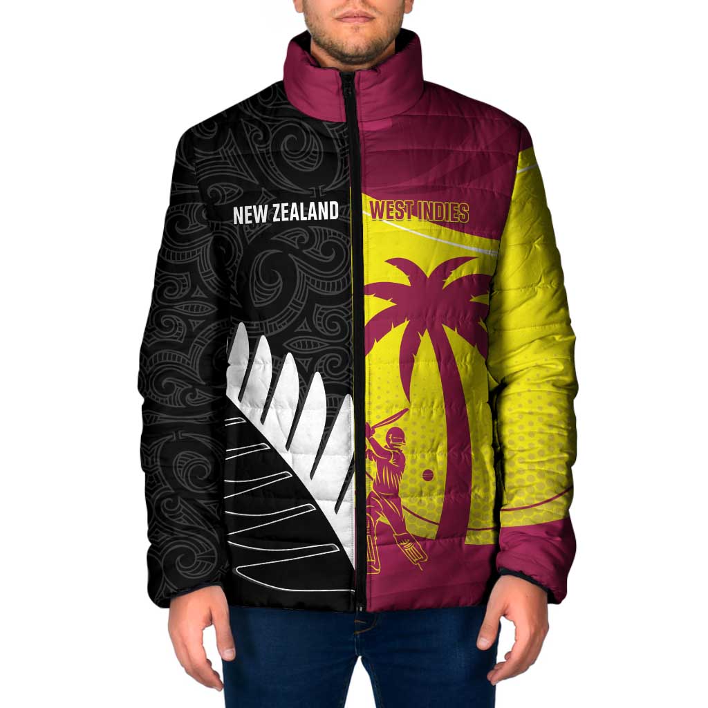 New Zealand and West Indies Cricket Custom Padded Jacket Black Cap Windies Together LT14 Men Black - Polynesian Pride