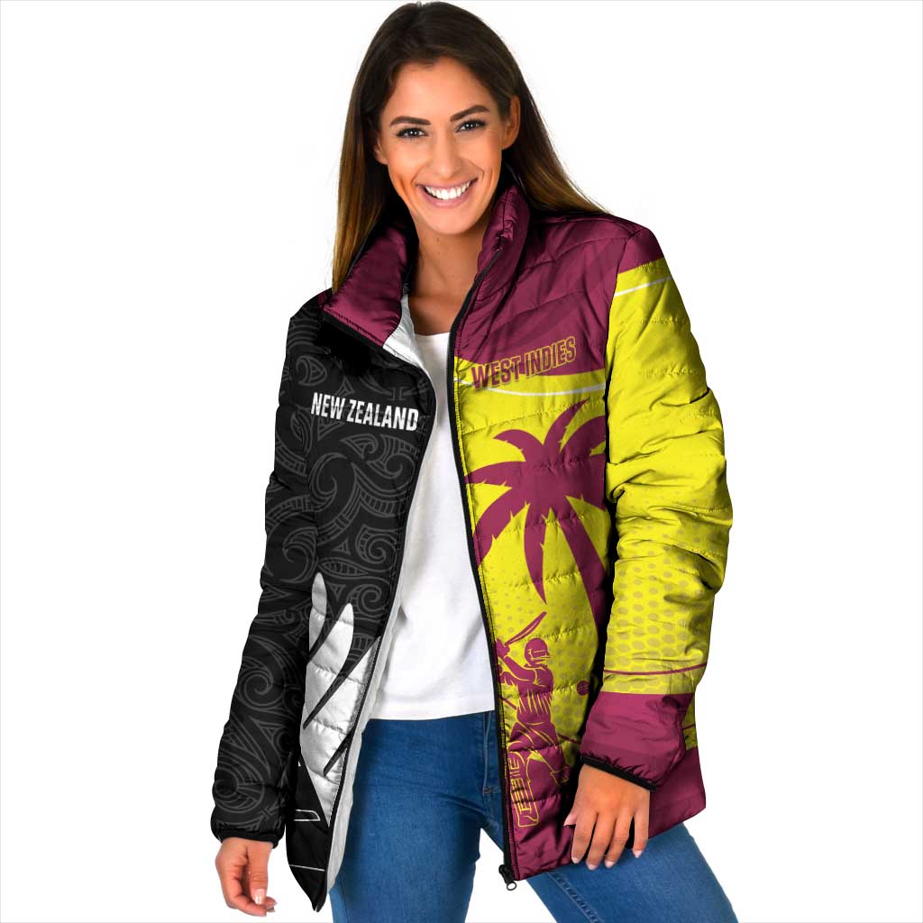 New Zealand and West Indies Cricket Custom Padded Jacket Black Cap Windies Together LT14 Women Black - Polynesian Pride