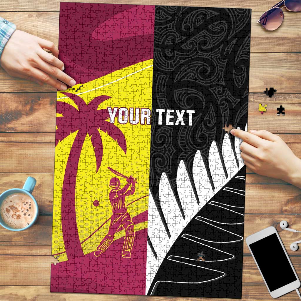 New Zealand and West Indies Cricket Custom Puzzle Black Cap Windies Together LT14 Black - Polynesian Pride