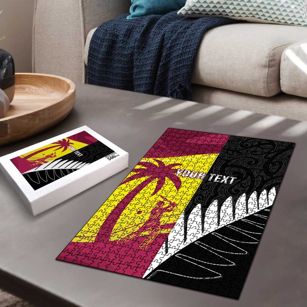 New Zealand and West Indies Cricket Custom Puzzle Black Cap Windies Together LT14 - Polynesian Pride