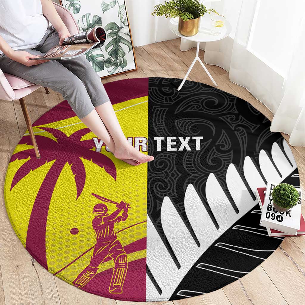 New Zealand and West Indies Cricket Custom Round Carpet Black Cap Windies Together LT14 - Polynesian Pride