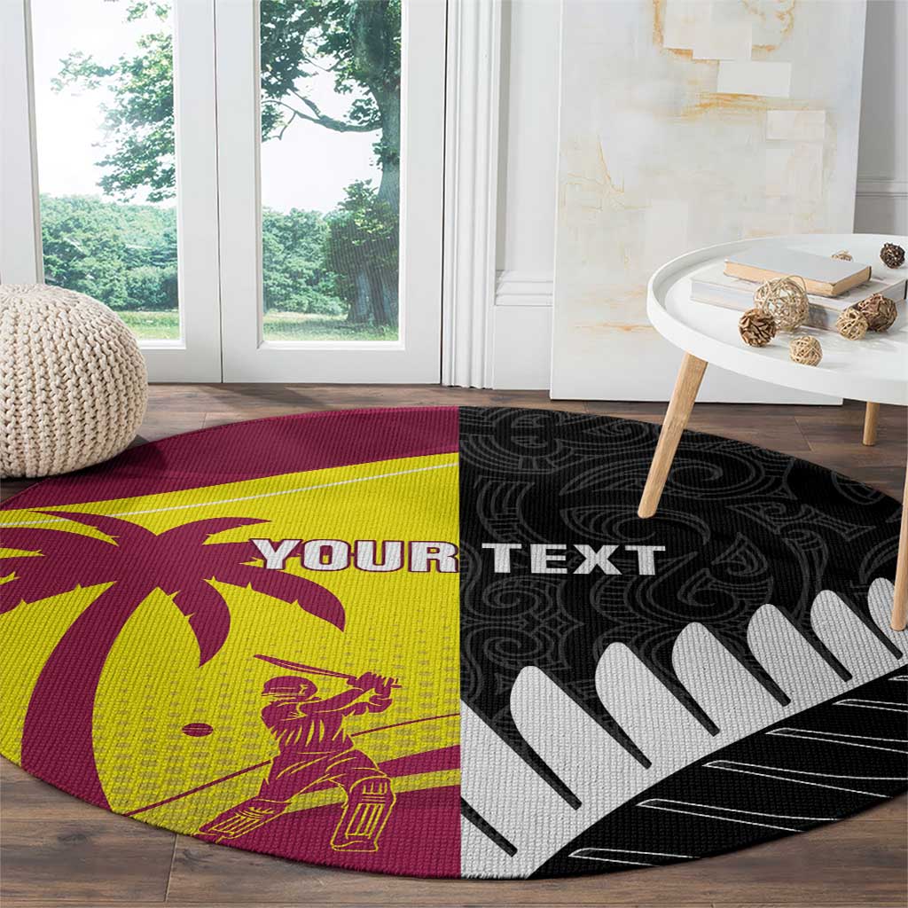 New Zealand and West Indies Cricket Custom Round Carpet Black Cap Windies Together LT14 - Polynesian Pride