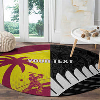 New Zealand and West Indies Cricket Custom Round Carpet Black Cap Windies Together LT14 - Polynesian Pride