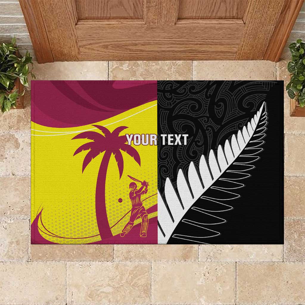 New Zealand and West Indies Cricket Custom Rubber Doormat Black Cap Windies Together LT14 Black - Polynesian Pride