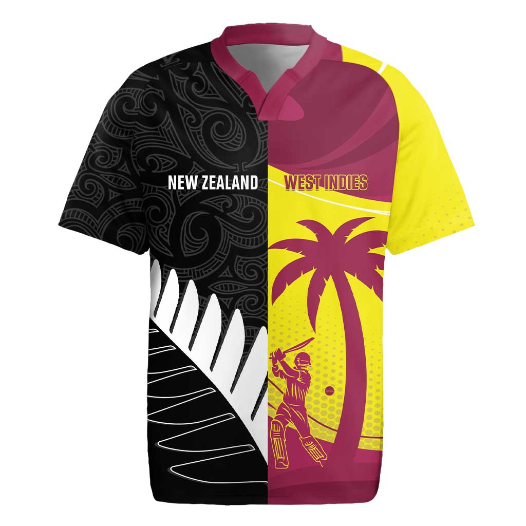 New Zealand and West Indies Cricket Custom Rugby Jersey Black Cap Windies Together LT14 Black - Polynesian Pride
