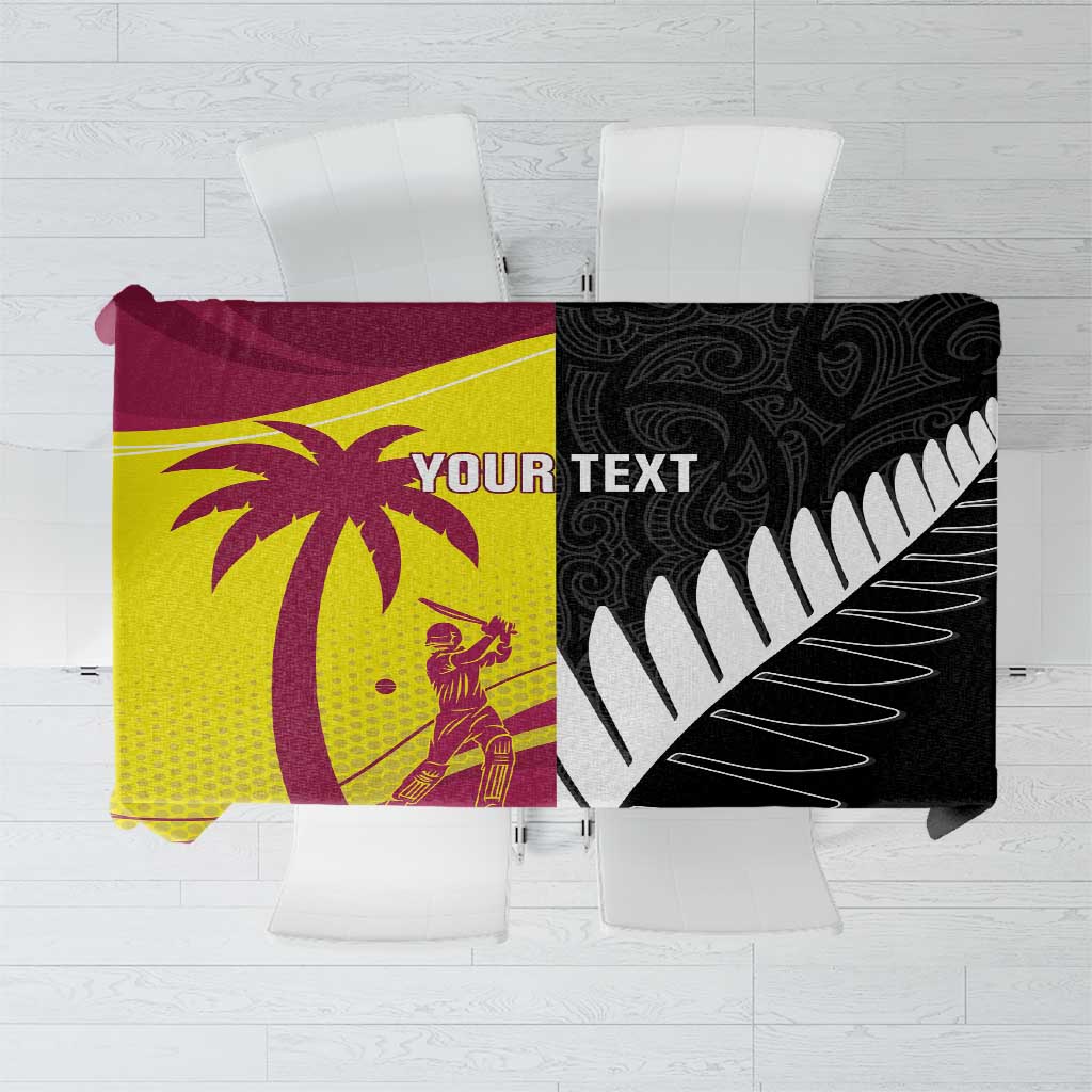 New Zealand and West Indies Cricket Custom Tablecloth Black Cap Windies Together LT14 Black - Polynesian Pride