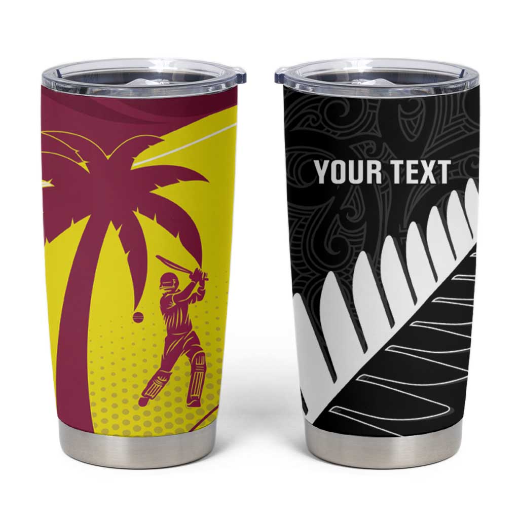 New Zealand and West Indies Cricket Custom Tumbler Cup Black Cap Windies Together LT14 Black - Polynesian Pride