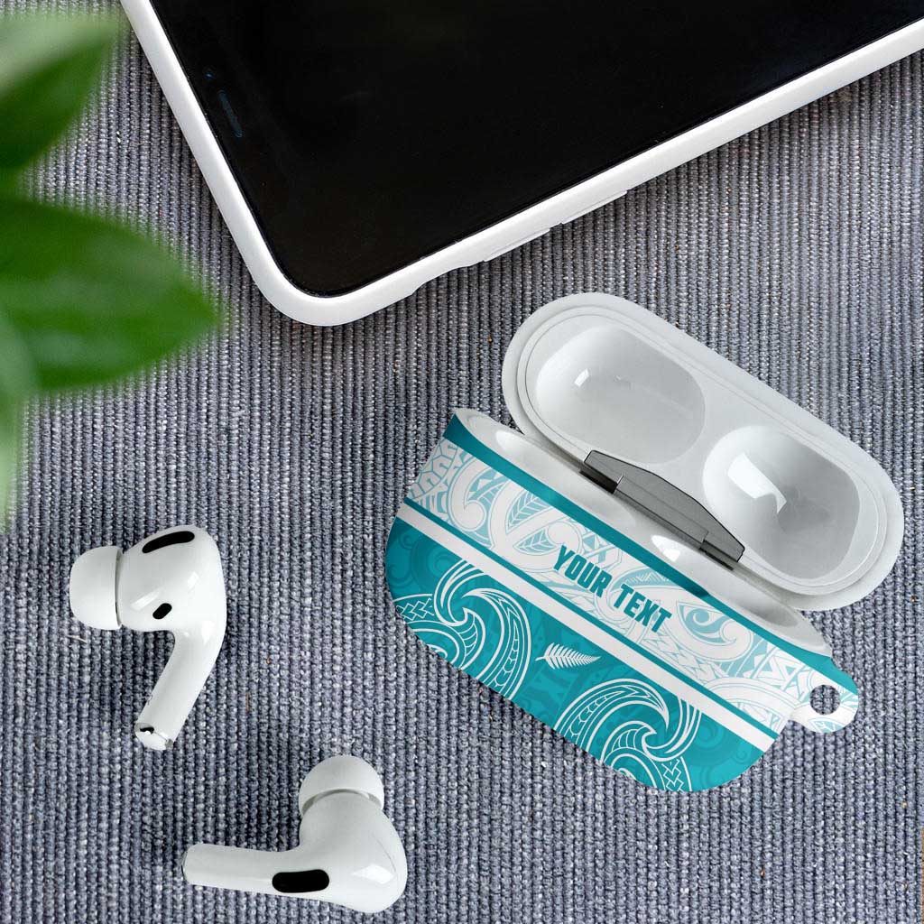 New Zealand Silver Fern Cricket Custom AirPods Case Black Cap Teal Maori Pattern LT14 - Polynesian Pride