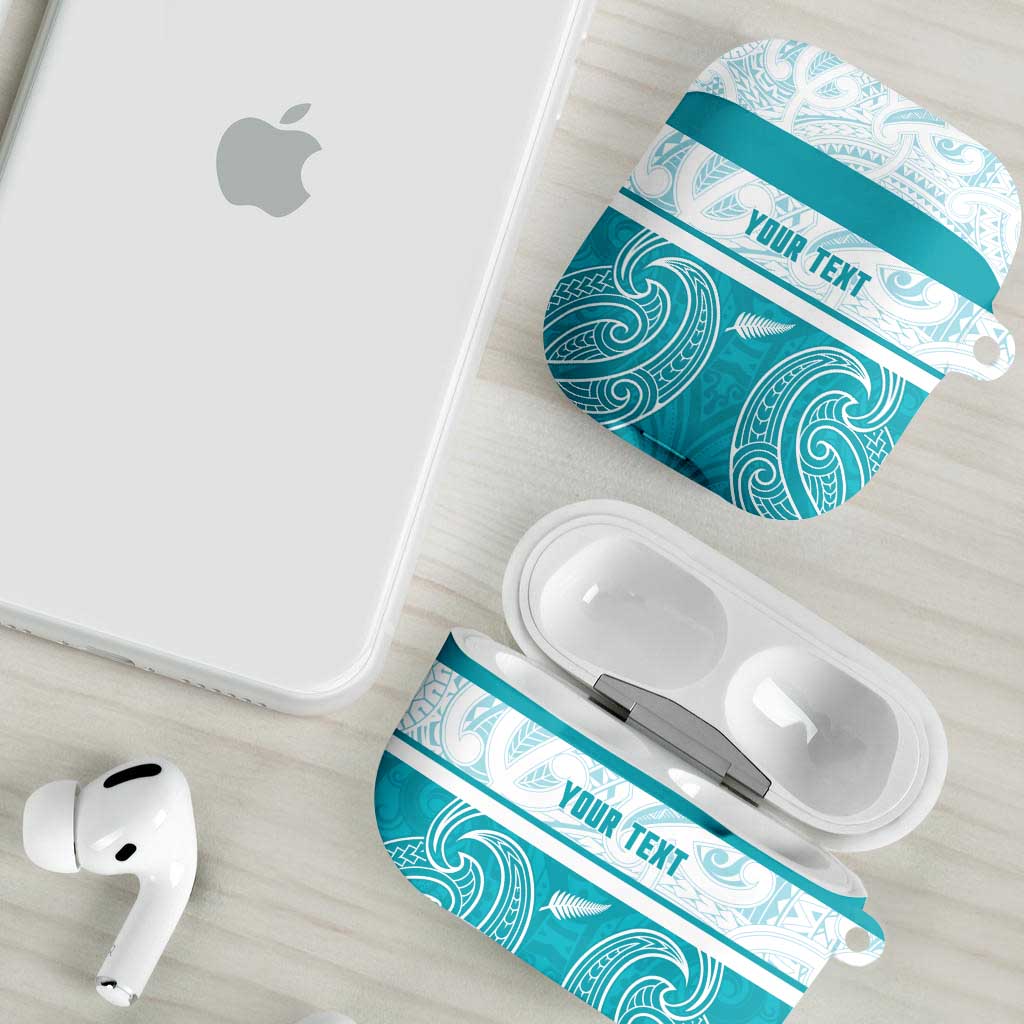New Zealand Silver Fern Cricket Custom AirPods Case Black Cap Teal Maori Pattern LT14 - Polynesian Pride
