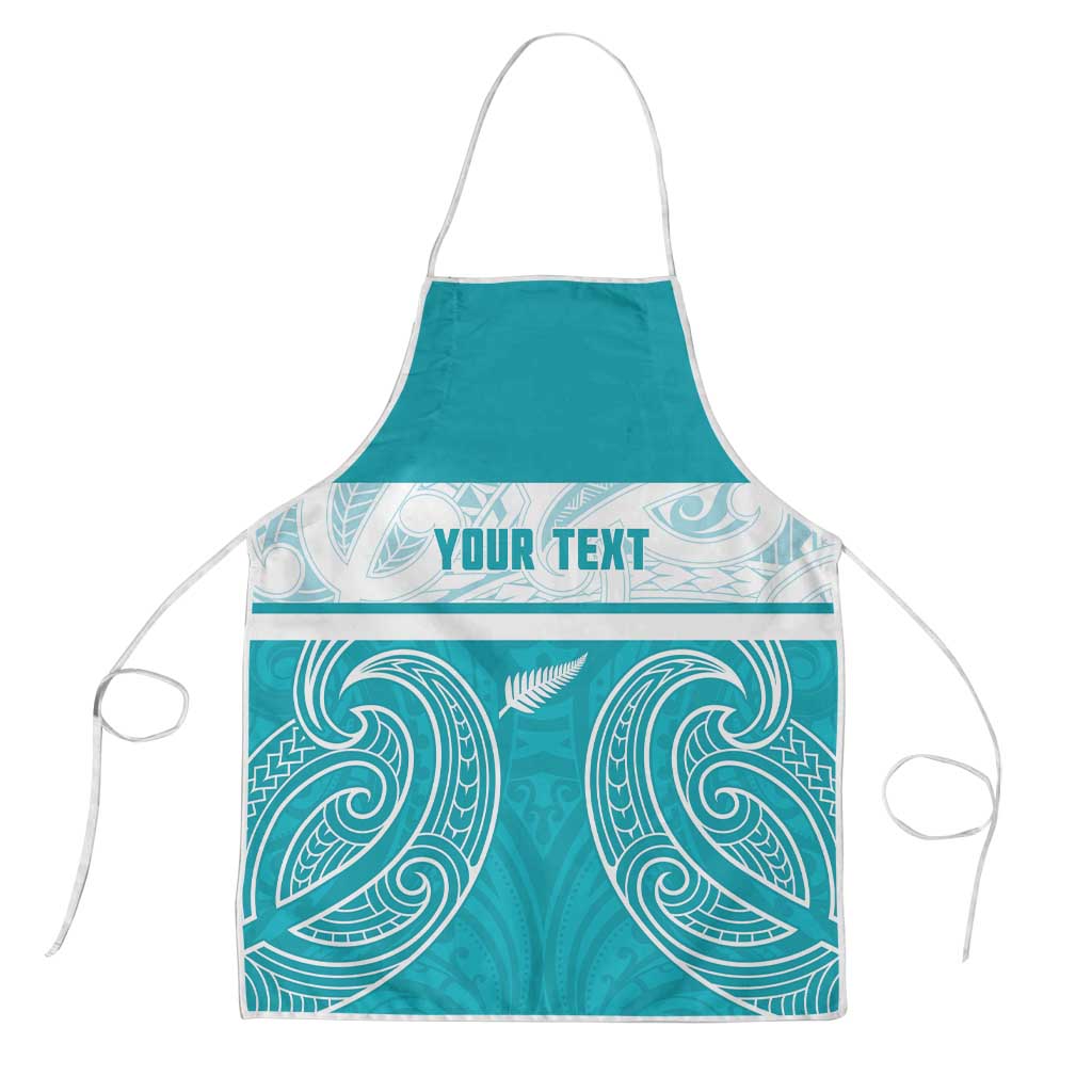 New Zealand Silver Fern Cricket Custom Apron Black Cap Teal Maori Pattern LT14 Teal - Polynesian Pride