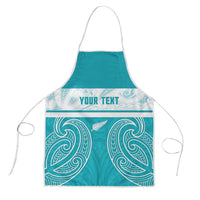 New Zealand Silver Fern Cricket Custom Apron Black Cap Teal Maori Pattern LT14 Teal - Polynesian Pride