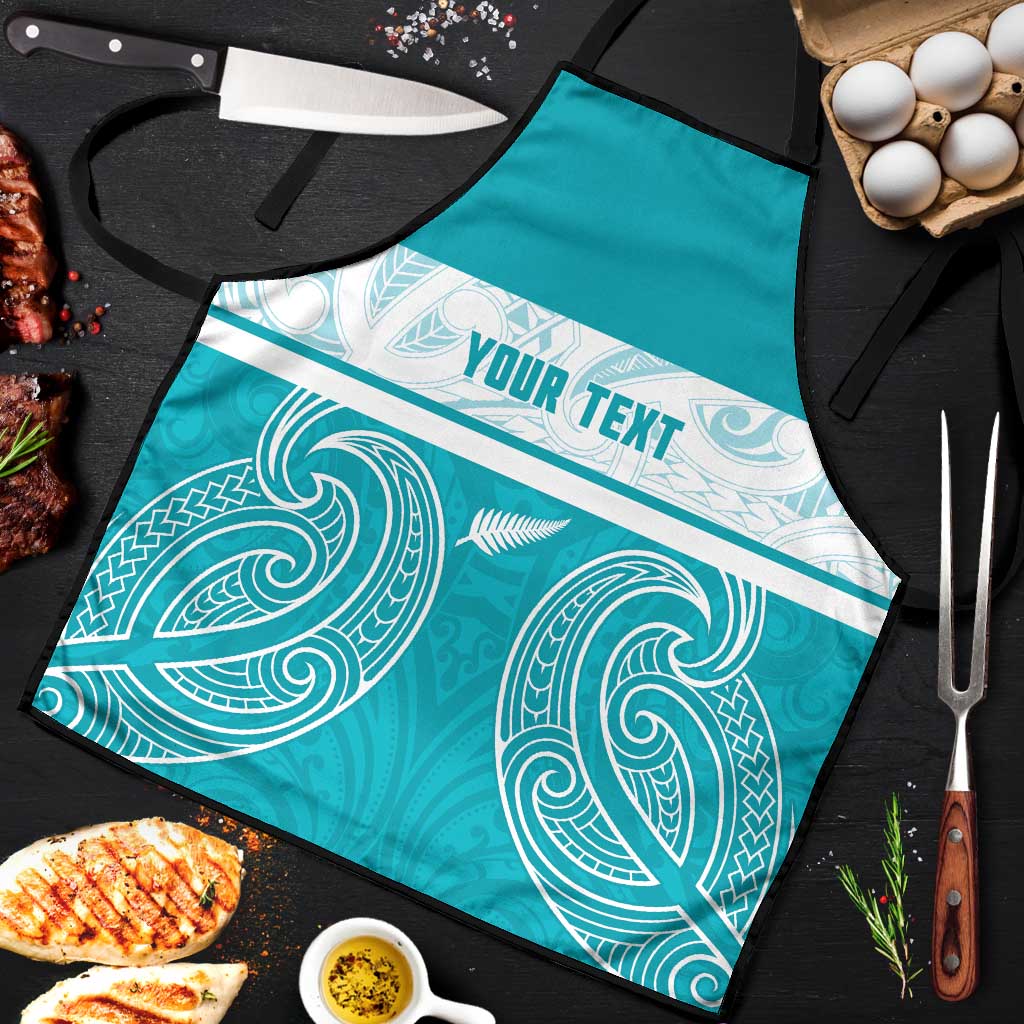 New Zealand Silver Fern Cricket Custom Apron Black Cap Teal Maori Pattern LT14 Teal - Polynesian Pride