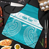New Zealand Silver Fern Cricket Custom Apron Black Cap Teal Maori Pattern LT14 Teal - Polynesian Pride