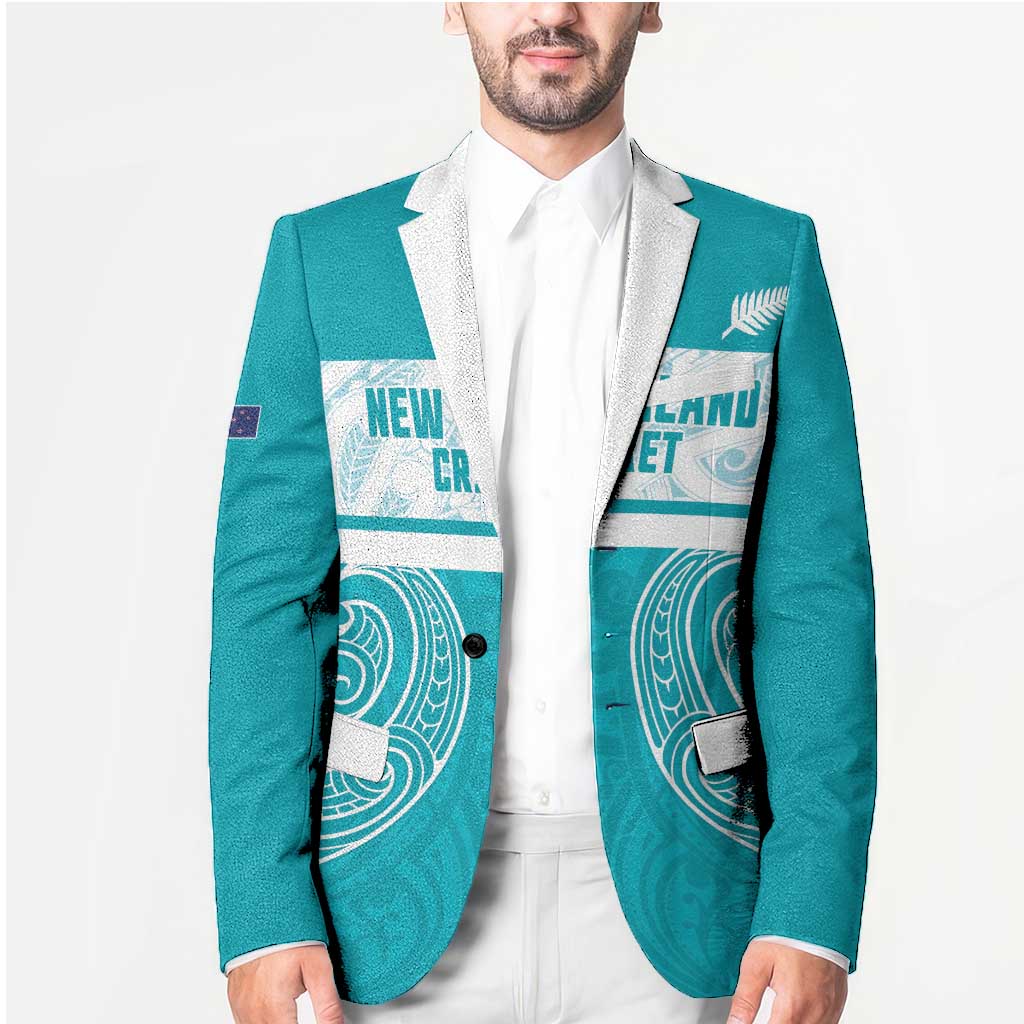 New Zealand Silver Fern Cricket Custom Blazer Black Cap Teal Maori Pattern LT14 - Polynesian Pride