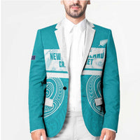 New Zealand Silver Fern Cricket Custom Blazer Black Cap Teal Maori Pattern LT14 - Polynesian Pride