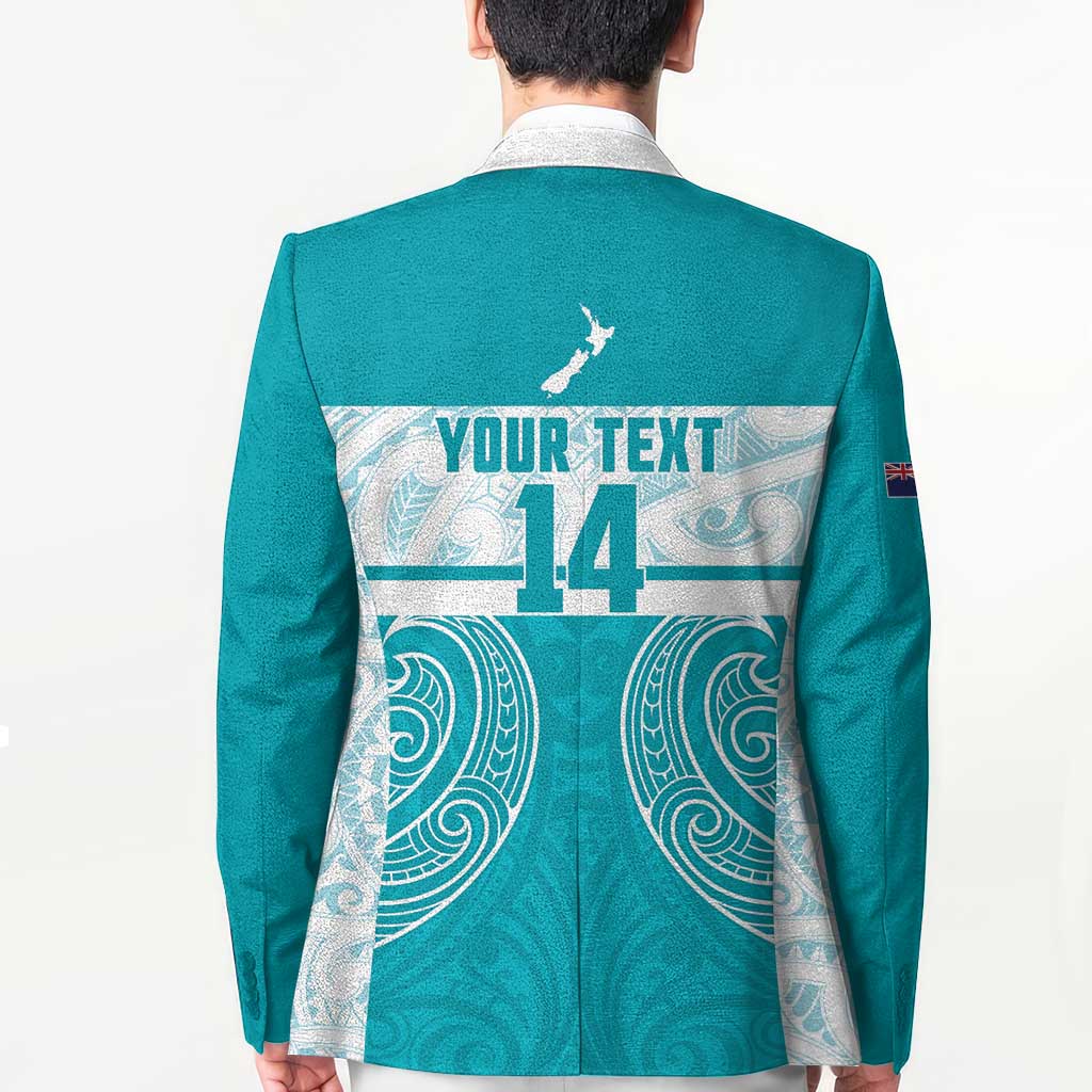 New Zealand Silver Fern Cricket Custom Blazer Black Cap Teal Maori Pattern LT14 - Polynesian Pride