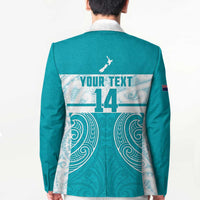 New Zealand Silver Fern Cricket Custom Blazer Black Cap Teal Maori Pattern LT14 - Polynesian Pride