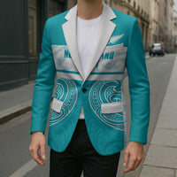 New Zealand Silver Fern Cricket Custom Blazer Black Cap Teal Maori Pattern LT14 - Polynesian Pride