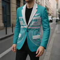 New Zealand Silver Fern Cricket Custom Blazer Black Cap Teal Maori Pattern LT14 - Polynesian Pride