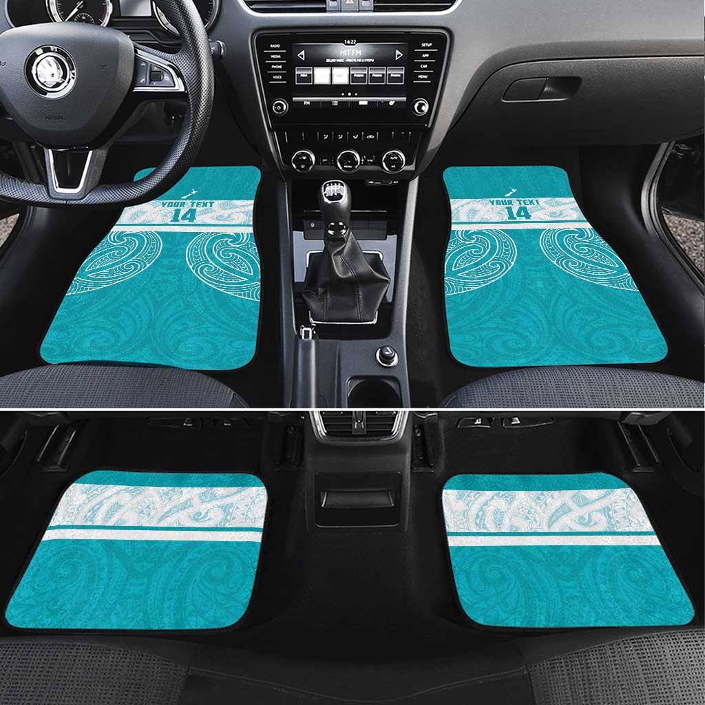 New Zealand Silver Fern Cricket Custom Car Mats Black Cap Teal Maori Pattern LT14 Set 4pcs Teal - Polynesian Pride