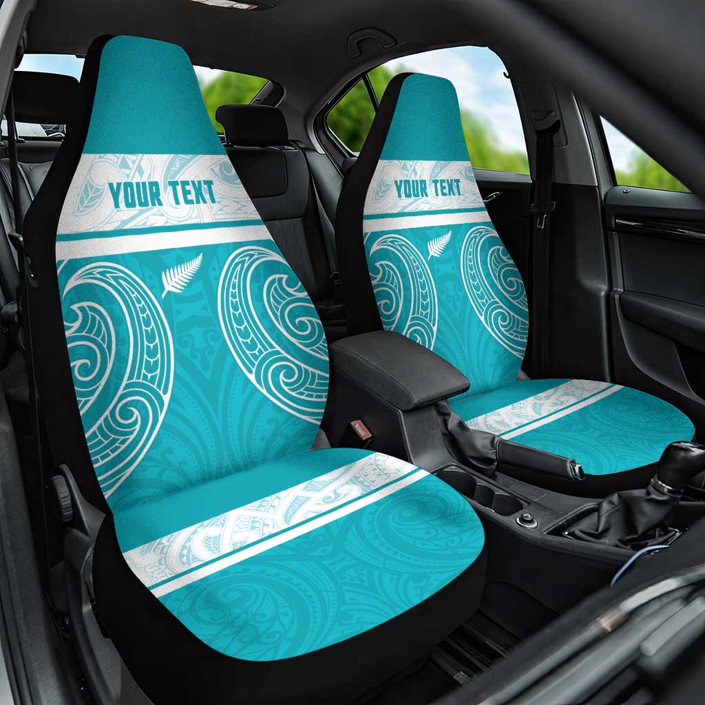 New Zealand Silver Fern Cricket Custom Car Seat Cover Black Cap Teal Maori Pattern LT14 One Size Teal - Polynesian Pride