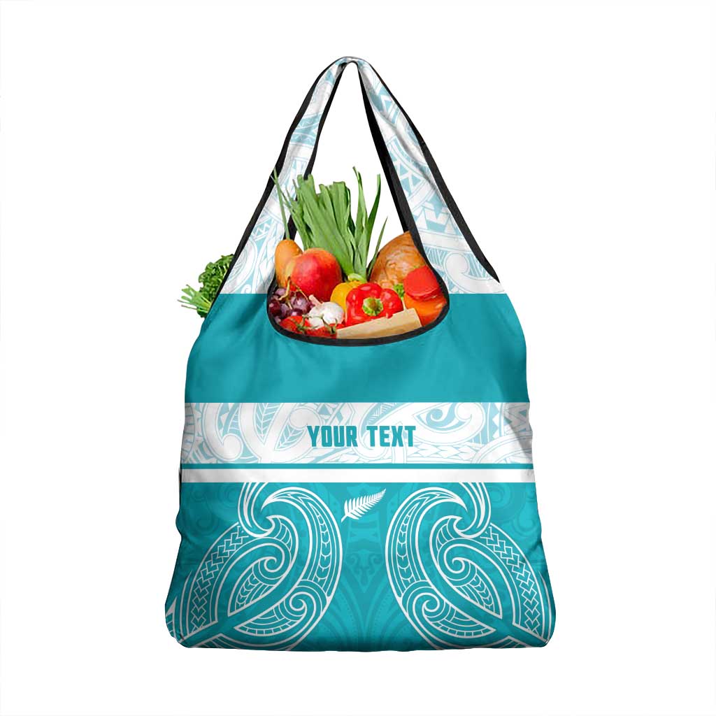New Zealand Silver Fern Cricket Custom Grocery Bag Black Cap Teal Maori Pattern LT14 1-pack One Size Teal - Polynesian Pride