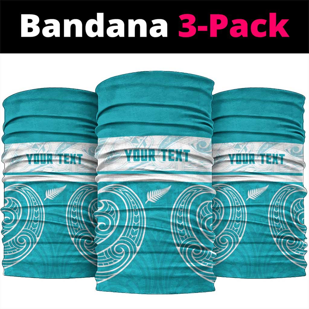New Zealand Silver Fern Cricket Custom Neck Gaiter Black Cap Teal Maori Pattern LT14 package One Size: 25*50cm Teal - Polynesian Pride