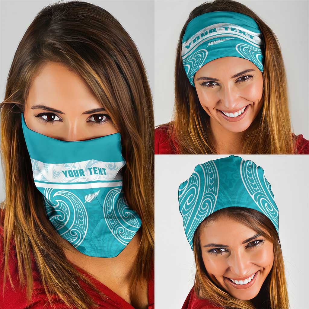 New Zealand Silver Fern Cricket Custom Neck Gaiter Black Cap Teal Maori Pattern LT14 - Polynesian Pride