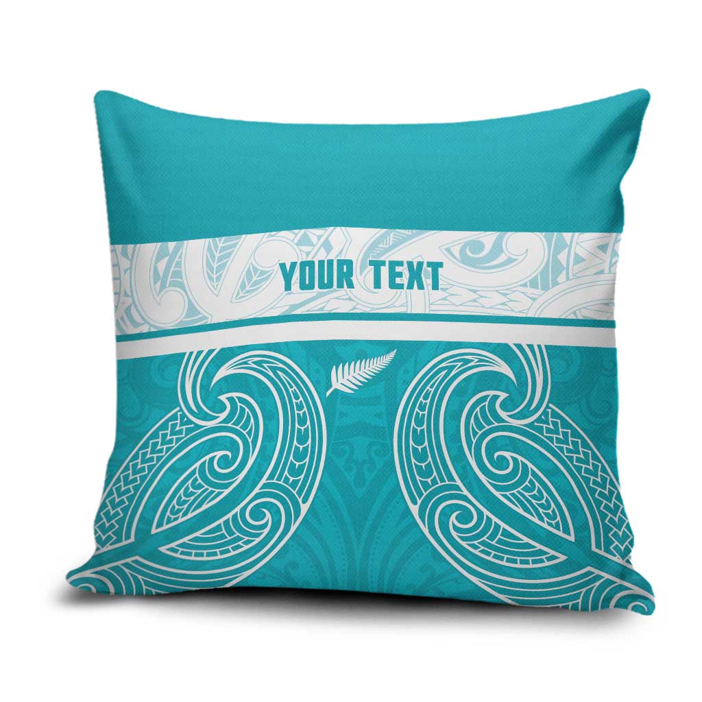 New Zealand Silver Fern Cricket Custom Pillow Cover Black Cap Teal Maori Pattern LT14 Teal - Polynesian Pride