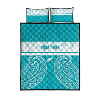 New Zealand Silver Fern Cricket Custom Quilt Bed Set Black Cap Teal Maori Pattern LT14 - Polynesian Pride