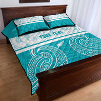 New Zealand Silver Fern Cricket Custom Quilt Bed Set Black Cap Teal Maori Pattern LT14 - Polynesian Pride