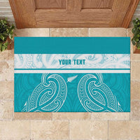 New Zealand Silver Fern Cricket Custom Rubber Doormat Black Cap Teal Maori Pattern LT14 Teal - Polynesian Pride