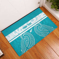 New Zealand Silver Fern Cricket Custom Rubber Doormat Black Cap Teal Maori Pattern LT14 - Polynesian Pride